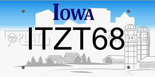ITZT68 Iowa License Plate