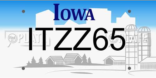 ITZZ65 Iowa License Plate