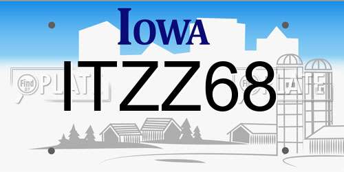ITZZ68 Iowa License Plate