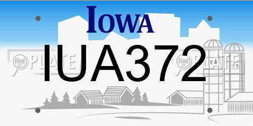 IUA372 Iowa License Plate