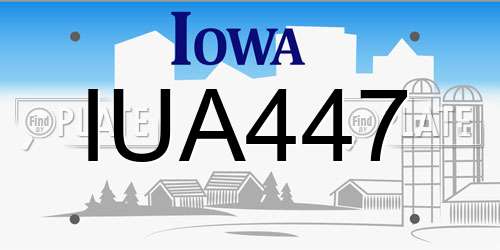 IUA447 Iowa License Plate
