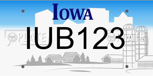 IUB123 Iowa License Plate