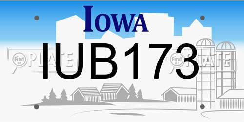 IUB173 Iowa License Plate