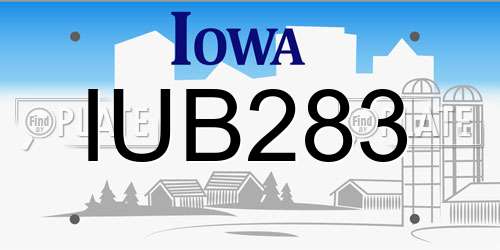 IUB283 Iowa License Plate