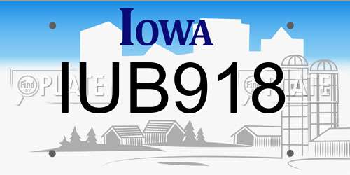 IUB918 Iowa License Plate