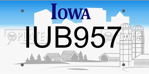 IUB957 Iowa License Plate