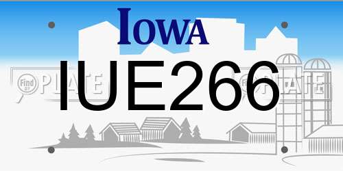 IUE266 Iowa License Plate