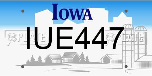 IUE447 Iowa License Plate