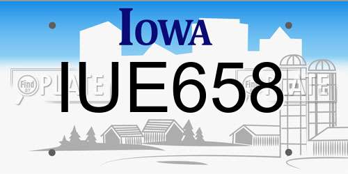 IUE658 Iowa License Plate