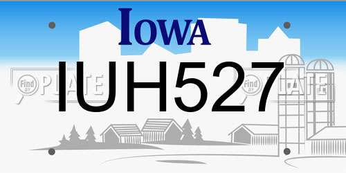 IUH527 Iowa License Plate