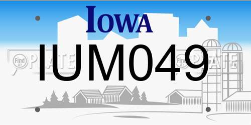 IUM049 Iowa License Plate