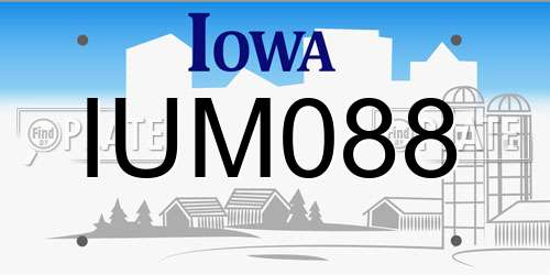 IUM088 Iowa License Plate