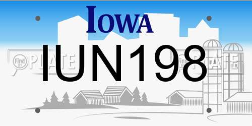 IUN198 Iowa License Plate