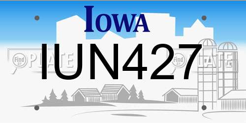 IUN427 Iowa License Plate