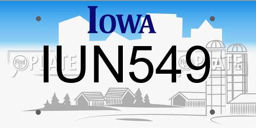 IUN549 Iowa License Plate