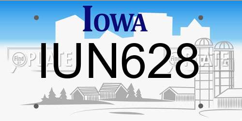 IUN628 Iowa License Plate