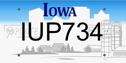 IUP734 Iowa License Plate
