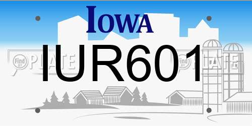 IUR601 Iowa License Plate
