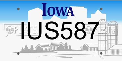 IUS587 Iowa License Plate