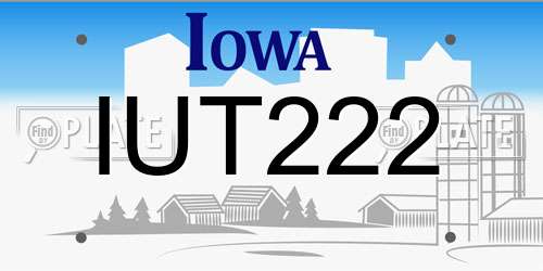 IUT222 Iowa License Plate
