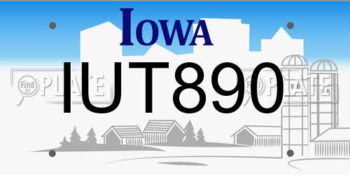 IUT890 Iowa License Plate