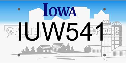 IUW541 Iowa License Plate