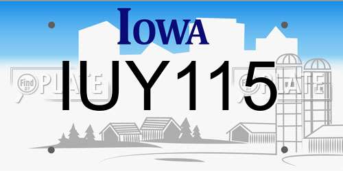 IUY115 Iowa License Plate