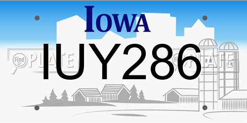 IUY286 Iowa License Plate