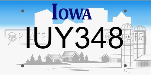 IUY348 Iowa License Plate