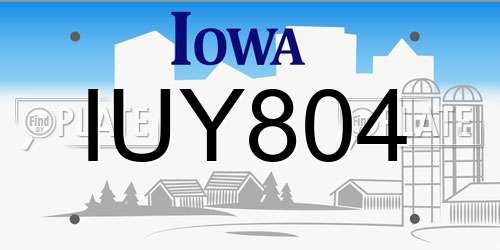 IUY804 Iowa License Plate