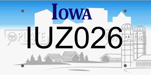 IUZ026 Iowa License Plate