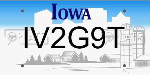IV2G9T Iowa License Plate