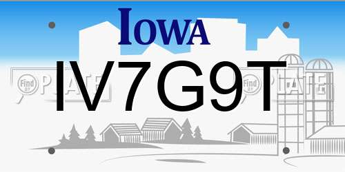 IV7G9T Iowa License Plate