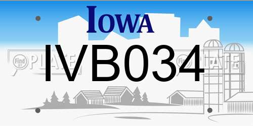 IVB034 Iowa License Plate