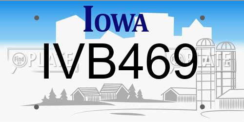 IVB469 Iowa License Plate