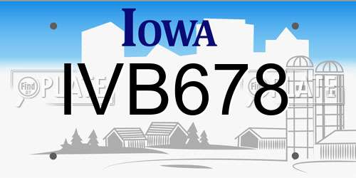 IVB678 Iowa License Plate
