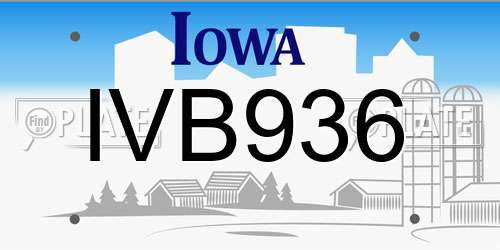 IVB936 Iowa License Plate
