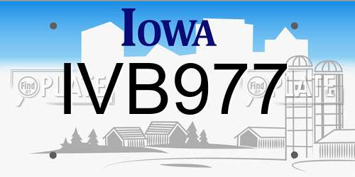 IVB977 Iowa License Plate