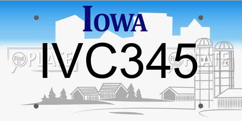 IVC345 Iowa License Plate