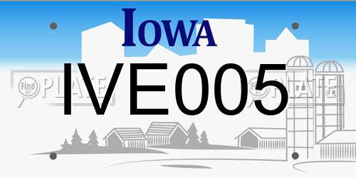 IVE005 Iowa License Plate