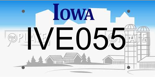 IVE055 Iowa License Plate