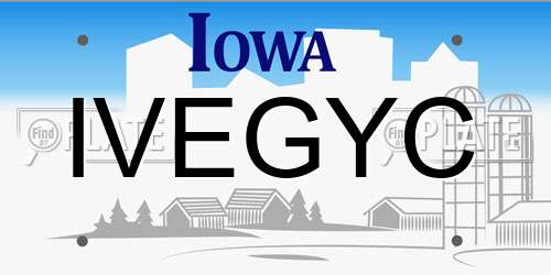 IVEGYC Iowa License Plate