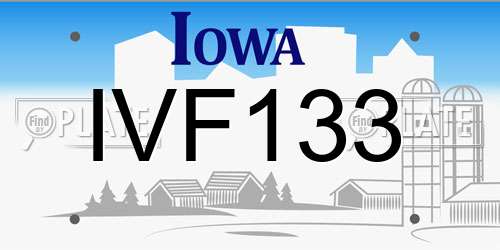 IVF133 Iowa License Plate