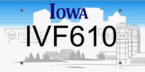 IVF610 Iowa License Plate