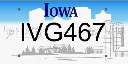 IVG467 Iowa License Plate