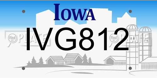IVG812 Iowa License Plate