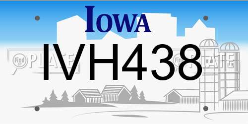 IVH438 Iowa License Plate