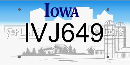 IVJ649 Iowa License Plate