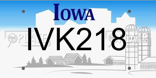 IVK218 Iowa License Plate