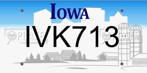 IVK713 Iowa License Plate